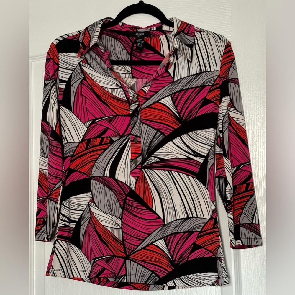 Multi-Colored Geometric Alfani Blouse